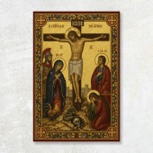 Icoană Răstignirea Domnului cu simbolurile biruinței șarpele și cocoșul