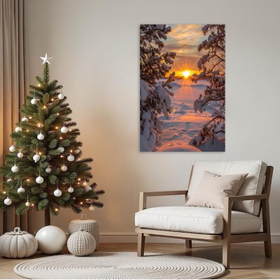 Tablou Canvas de Crăciun – Apus de iarnă