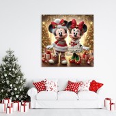 Tablou Canvas de Crăciun - Sărbători cu Minnie și Mickey