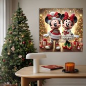 Tablou Canvas de Crăciun - Sărbători cu Minnie și Mickey
