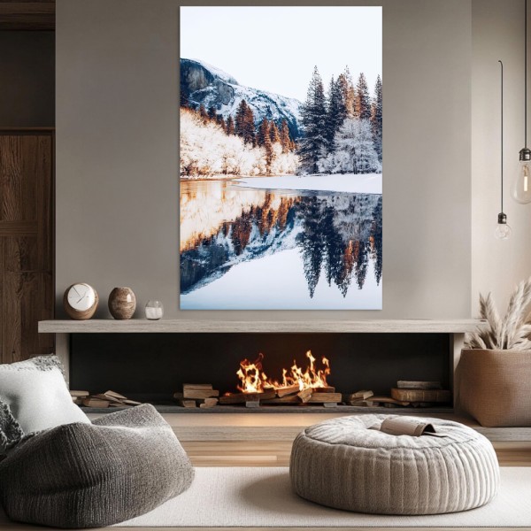 Tablou Canvas de Crăciun -Oglinda Munților