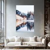 Tablou Canvas de Crăciun -Oglinda Munților