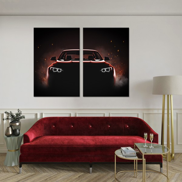 Tablou cu 2 piese Red Car 2 buc 40x60 cm