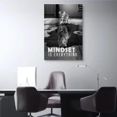 Tablou Canvas Motivational Gandire Pozitiva alb-negru "Mindset is everything"