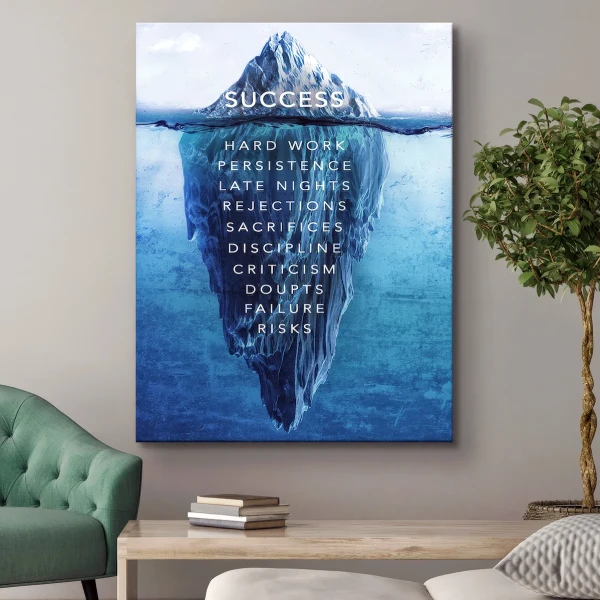 Tablou canvas personalizat motivational citat inspirational de succes iceberg pentru living, birouri