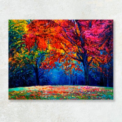 Tablou peisaj amurg in padure