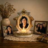 Candelă personalizată cu poza ta (în memoria celor dragi) Lumina Veșnică