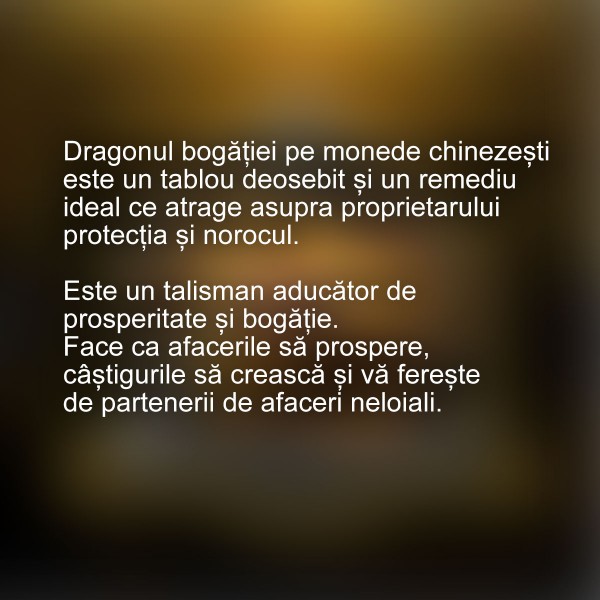 Tablou Feng Shui Dragonul bogatiei pe monede chinezesti