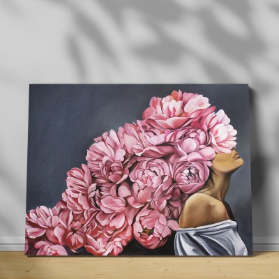 Tablou canvas pe panza fata cu buchet de flori