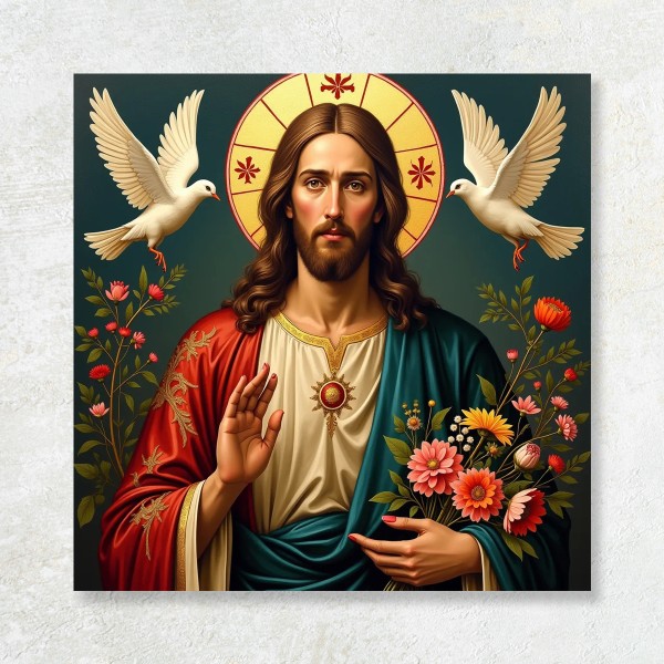 Tablou Canvas Mântuitorul cu Buchetul Sacru