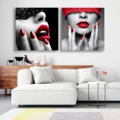 Set 2 piese tablouri canvas red lips