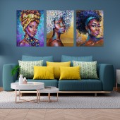 Set tablouri canvas femei africane 3 buc 50x70