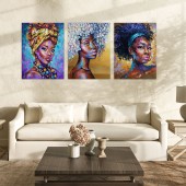 Set tablouri canvas femei africane 3 buc 50x70