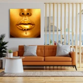 Tablou canvas femeie africana Dripping Gold Lips