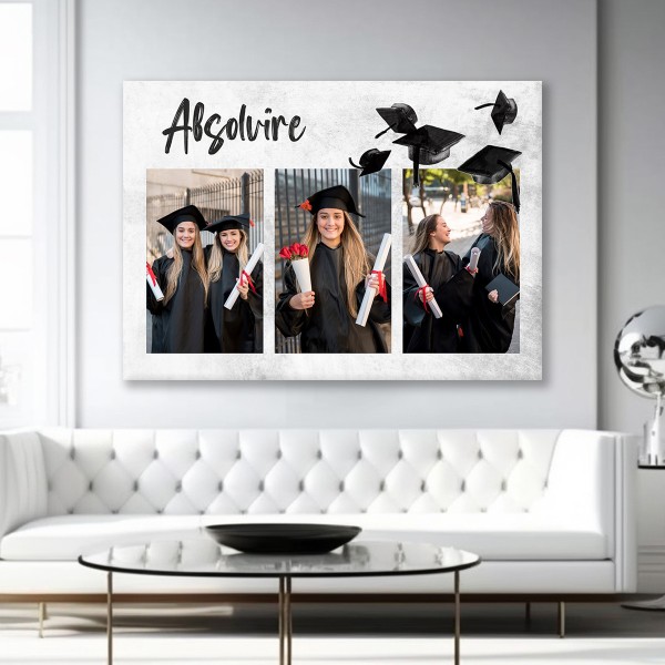 Tablou personalizat colaj cu 3 poze Amintiri de absolvire