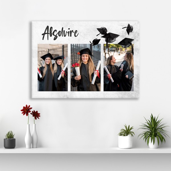 Tablou personalizat colaj cu 3 poze Amintiri de absolvire