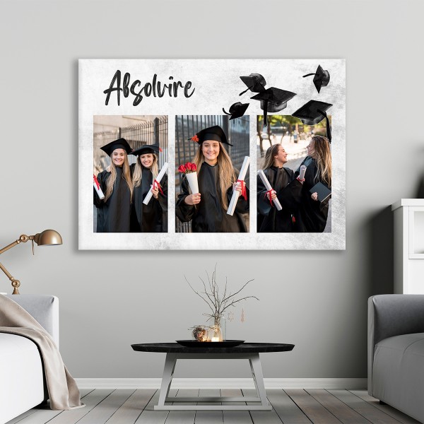 Tablou personalizat colaj cu 3 poze Amintiri de absolvire