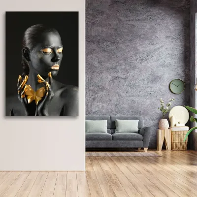 Tablou pe panza femeie africana Golden Glamour — miniatura 2