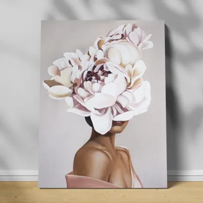 Tablou canvas woman with pink flowers