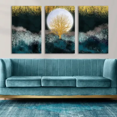 Set 3 tablouri Golden Tree