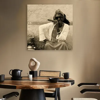 Tablou canvas Femeie cubaneza cu trabuc III — miniatura 2