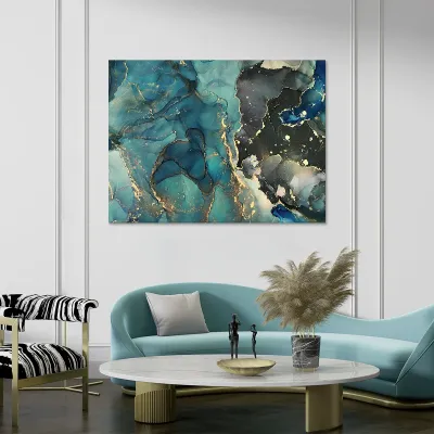 Tablou canvas turquoise and gold — miniatura 3