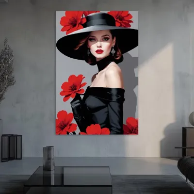 Tablou canvas Elegant women with flowers — miniatura 2