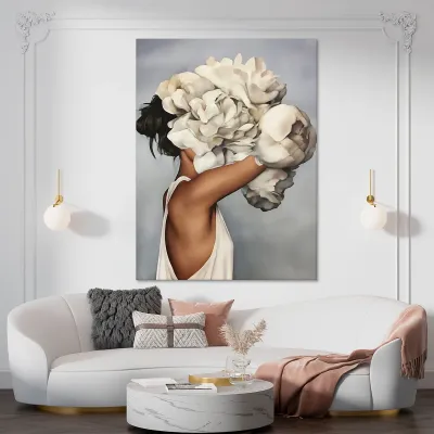 Tablou canvas woman bouquet of flowers — miniatura 2