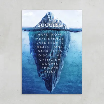 Tablou canvas personalizat motivational citat inspirational de succes iceberg pentru living si birouri