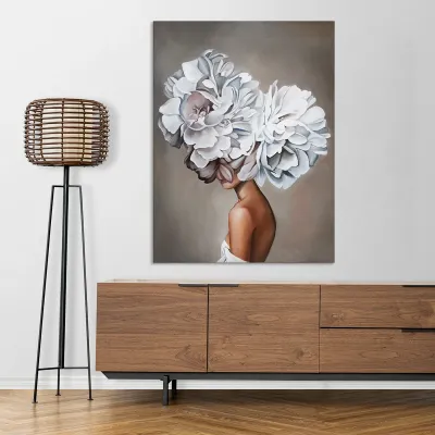 Tablou canvas fata cu bujori — miniatura 2