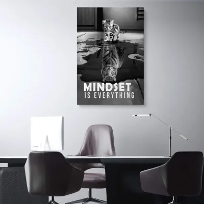 Tablou Canvas Motivational Gandire Pozitiva alb-negru "Mindset is everything" — miniatura 2