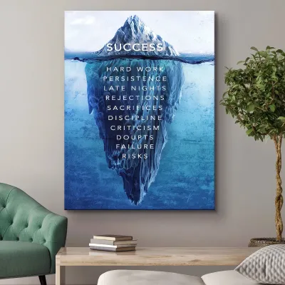 Tablou canvas personalizat motivational citat inspirational de succes iceberg pentru living si birouri — miniatura 3