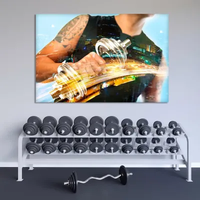 Tablou canvas efort la sala de fitness — miniatura 2