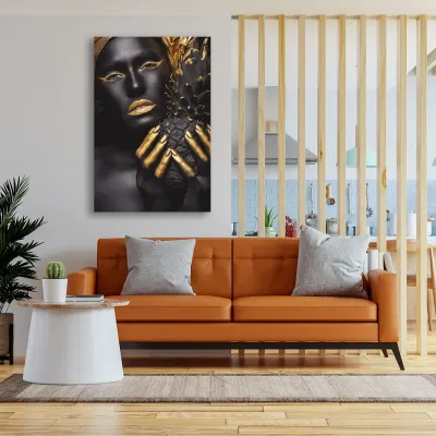 Tablou canvas pe panza femeie africana Golden Pineapple — miniatura 2
