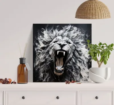 Tablou canvas pentru living sau birou, leu cu trasaturi puternice — miniatura 2