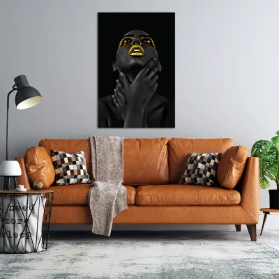 Tablou canvas femeie africana Golden scream — miniatura 2