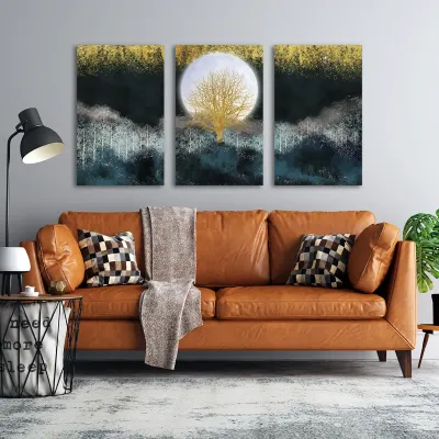 Set 3 tablouri Golden Tree — miniatura 3