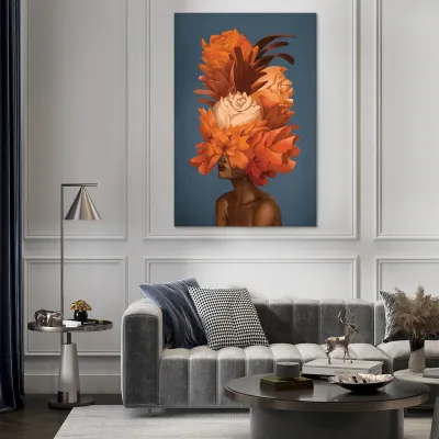 Tablou canvas decorativ fata cu portocalii — miniatura 3