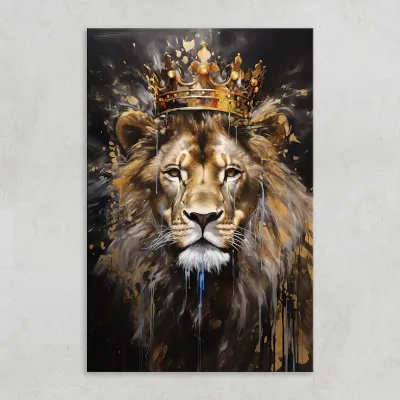 Tablou canvas Motivational cu Regele Leu coroana pe cap