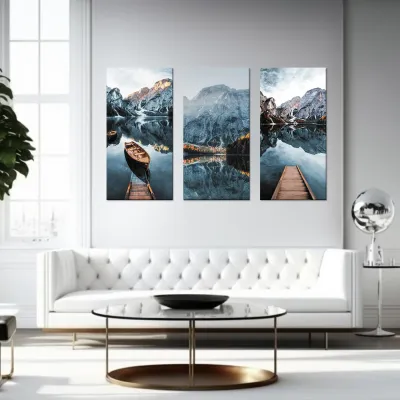 Tablou cu 3 piese 30x60 cm peisaj cu munti