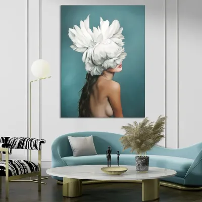 Tablou canvas turquoise flower portrait — miniatura 2