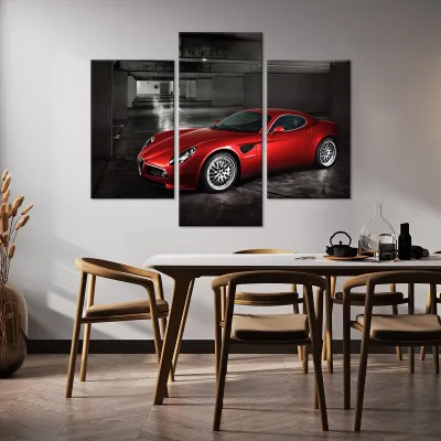 Tablou cu 3 piese Red Car - 2 buc 30x50cm, 1 buc 30x70cm — miniatura 3