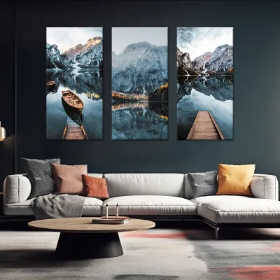 Tablou cu 3 piese 30x60 cm peisaj cu munti — miniatura 3
