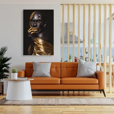 Tablou canvas pe panza femeie africana Golden Feeling — miniatura 3