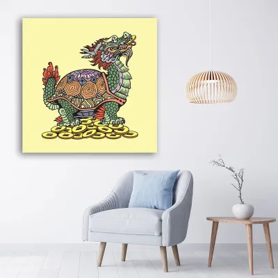 Tablou Feng Shui Dragonul bogatiei pe monede chinezesti — miniatura 2