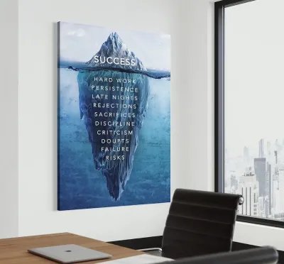 Tablou canvas personalizat motivational citat inspirational de succes iceberg pentru living si birouri — miniatura 2