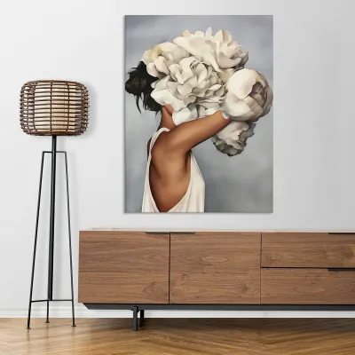 Tablou canvas woman bouquet of flowers — miniatura 3