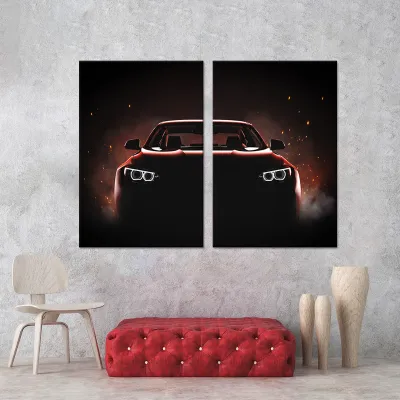Tablou cu 2 piese Red Car 2 buc 40x60 cm