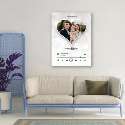 Tablou Spotify pe panza cu poza ta, heart white — miniatura 2