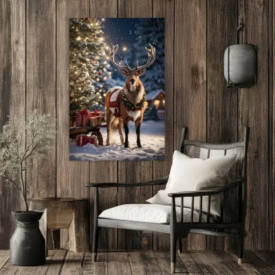 Tablou Canvas de Crăciun - Pas de ren — miniatura 3